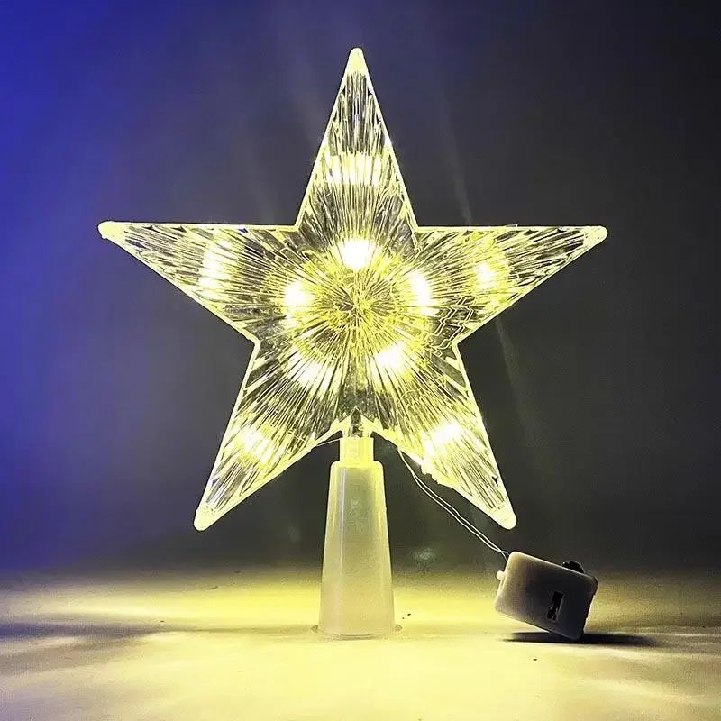 15cm LED Star Christmas Tree Ornament Transparent LightUp Holiday Decoration 6