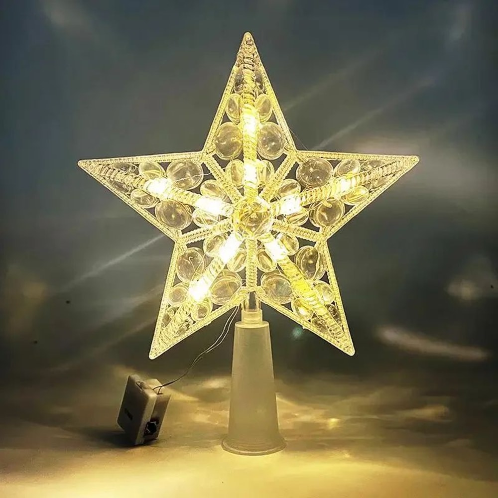 15cm LED Star Christmas Tree Ornament Transparent LightUp Holiday Decoration 8