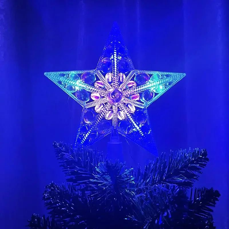 15cm LED Star Christmas Tree Ornament Transparent LightUp Holiday Decoration 9