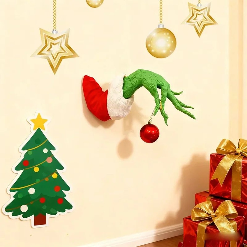 Green Plush Tree Hugger Arms Christmas Tree Topper Bendable Holiday Party Decor 3