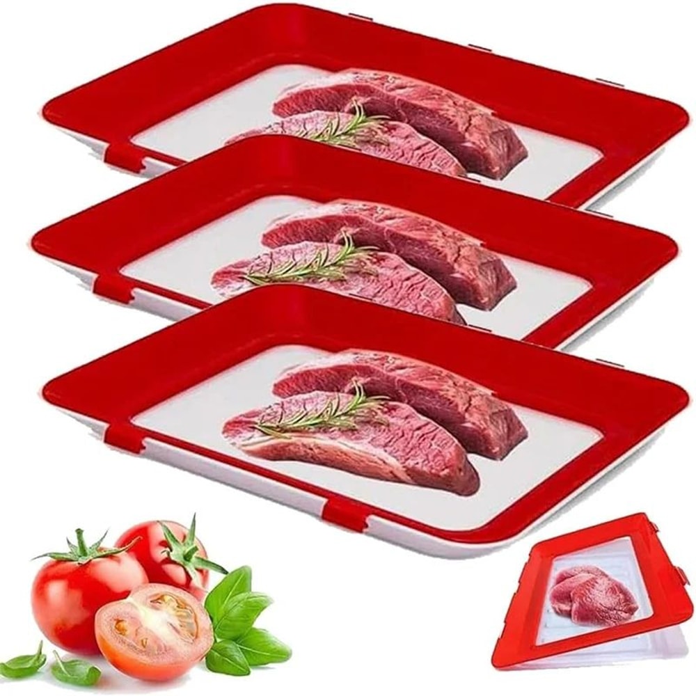 Stackable Food Preservation Tray Set Reusable Refrigerator Storage Trays With VacuumStyle Stretch 5