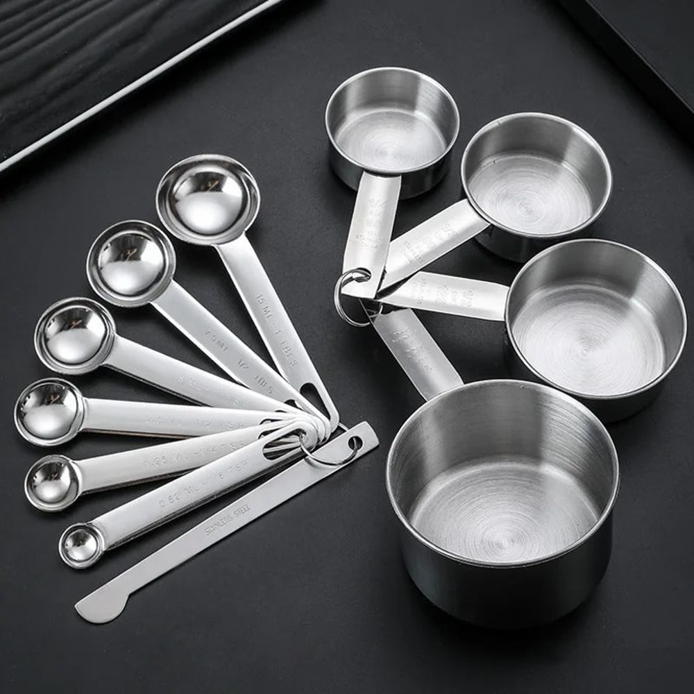 Deluxe Stackable Stainless Steel Measuring Cups And Spoons Set Precise Kitchen Measuring Tools For 1
