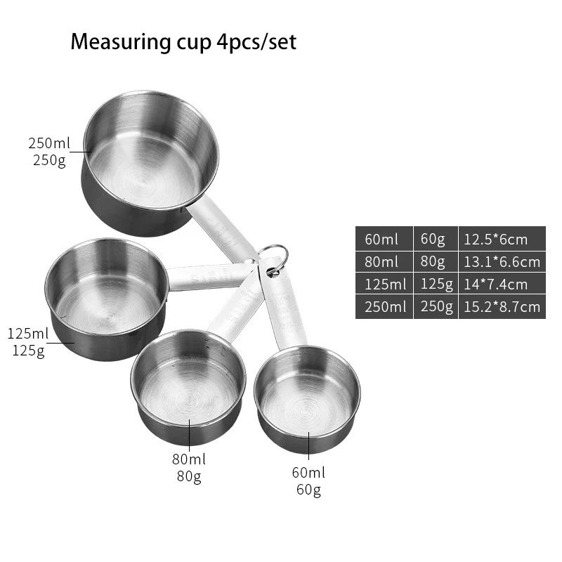 Deluxe Stackable Stainless Steel Measuring Cups And Spoons Set Precise Kitchen Measuring Tools For 8