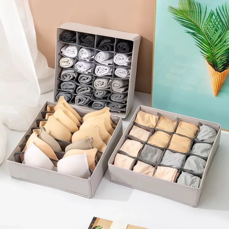 Foldable Grid Drawer Organizer Box For Socks Underwear Leggings 71624 Slots 4