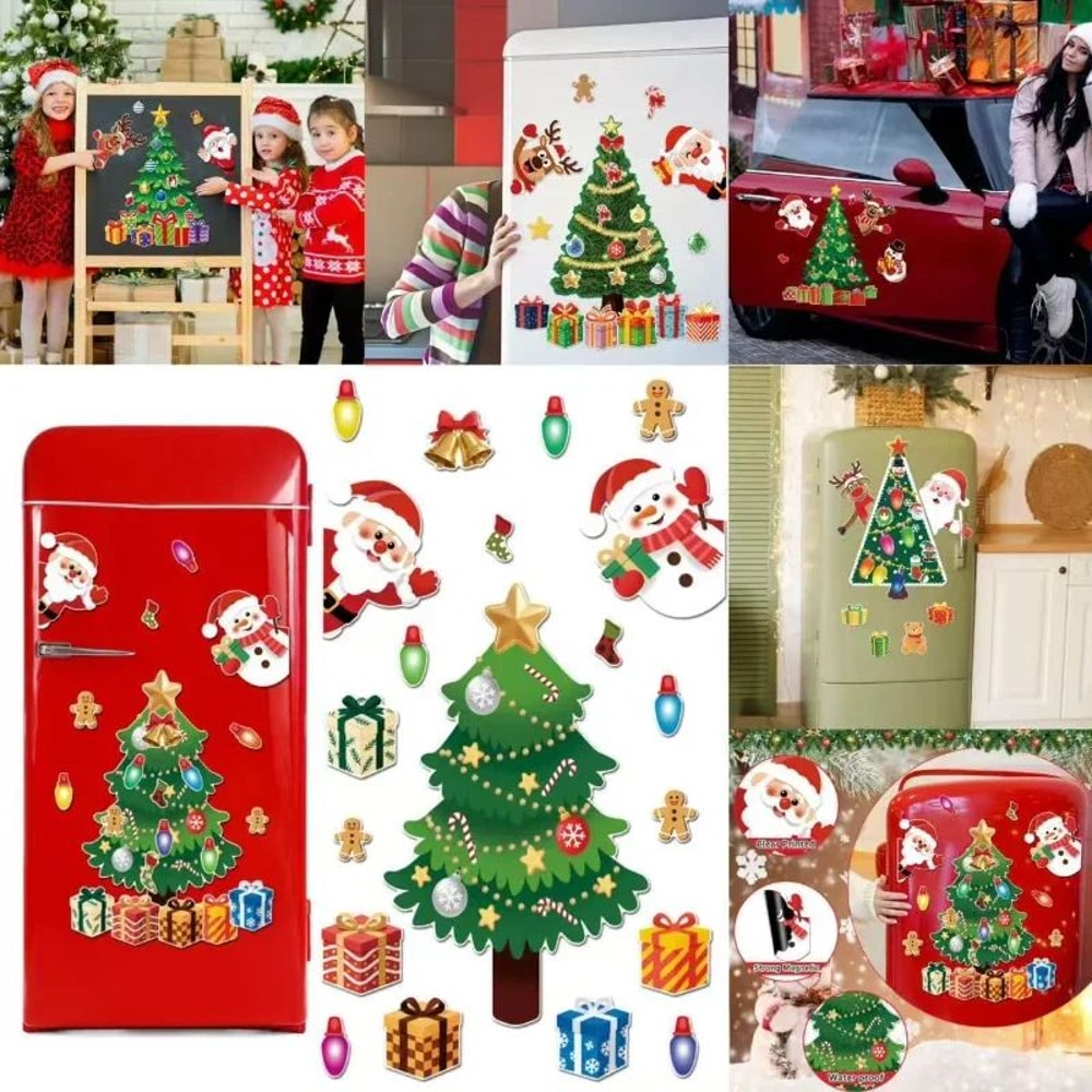 Magnetic Christmas Tree Fridge Decor Set Christmas Fridge Magnets With Santa Reindeer For Refrige 0