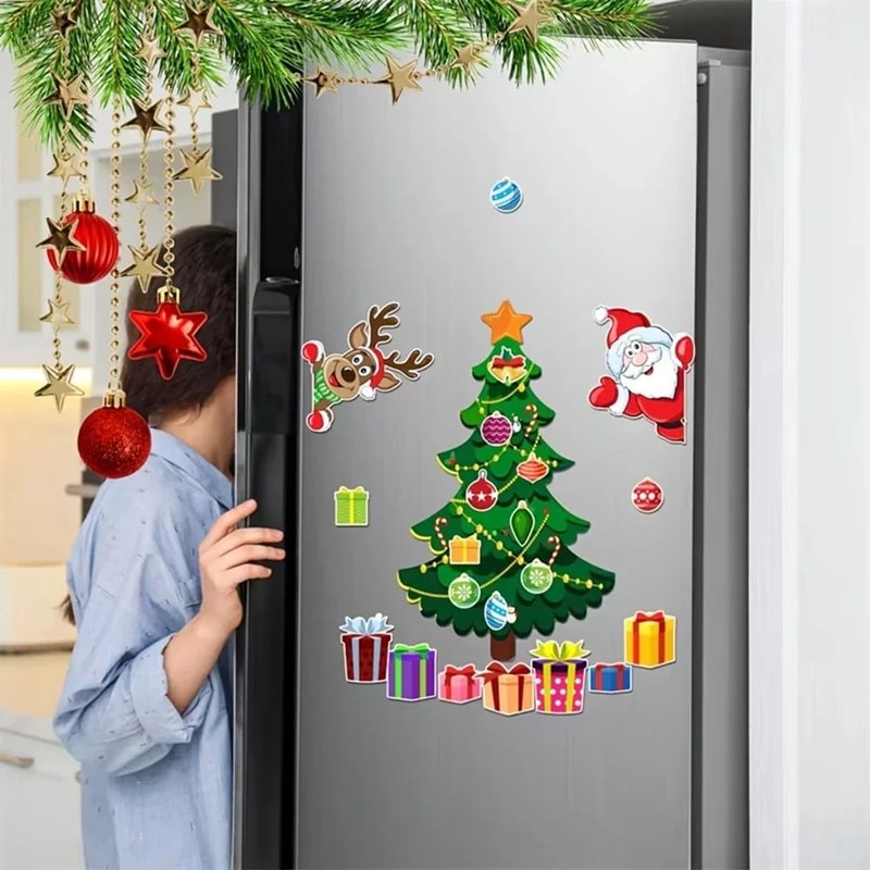 Magnetic Christmas Tree Fridge Decor Set Christmas Fridge Magnets With Santa Reindeer For Refrige 1