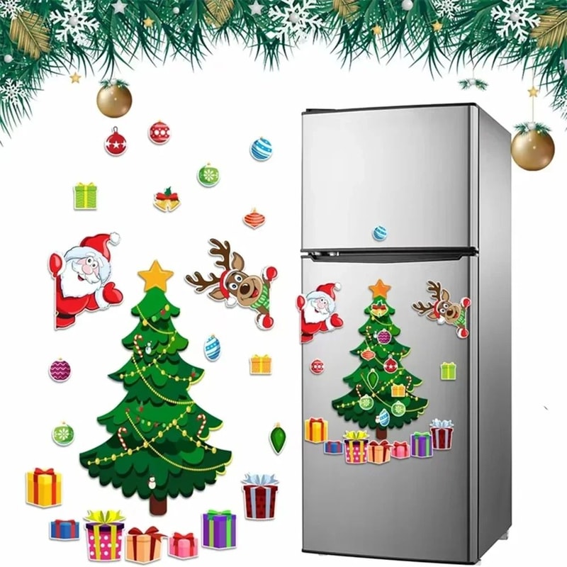Magnetic Christmas Tree Fridge Decor Set Christmas Fridge Magnets With Santa Reindeer For Refrige 3