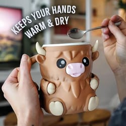 scottish highland cow 3d ceramic coffee mug – cute cartoon kyloe breakfast cup gift