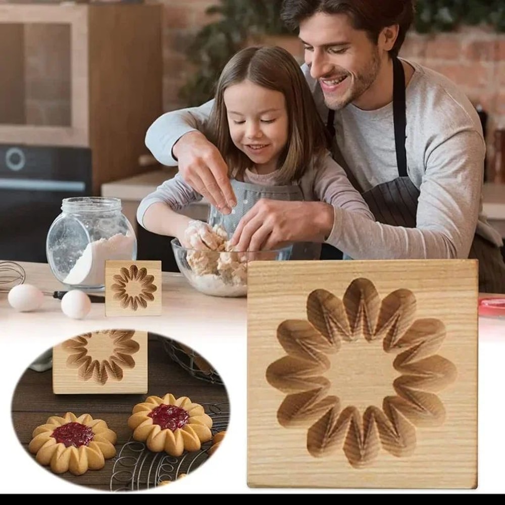 Rustic HandPressed Wooden Cookie Mold 3D Embossing Cookie Stamp For Holiday Everyday Baking 1