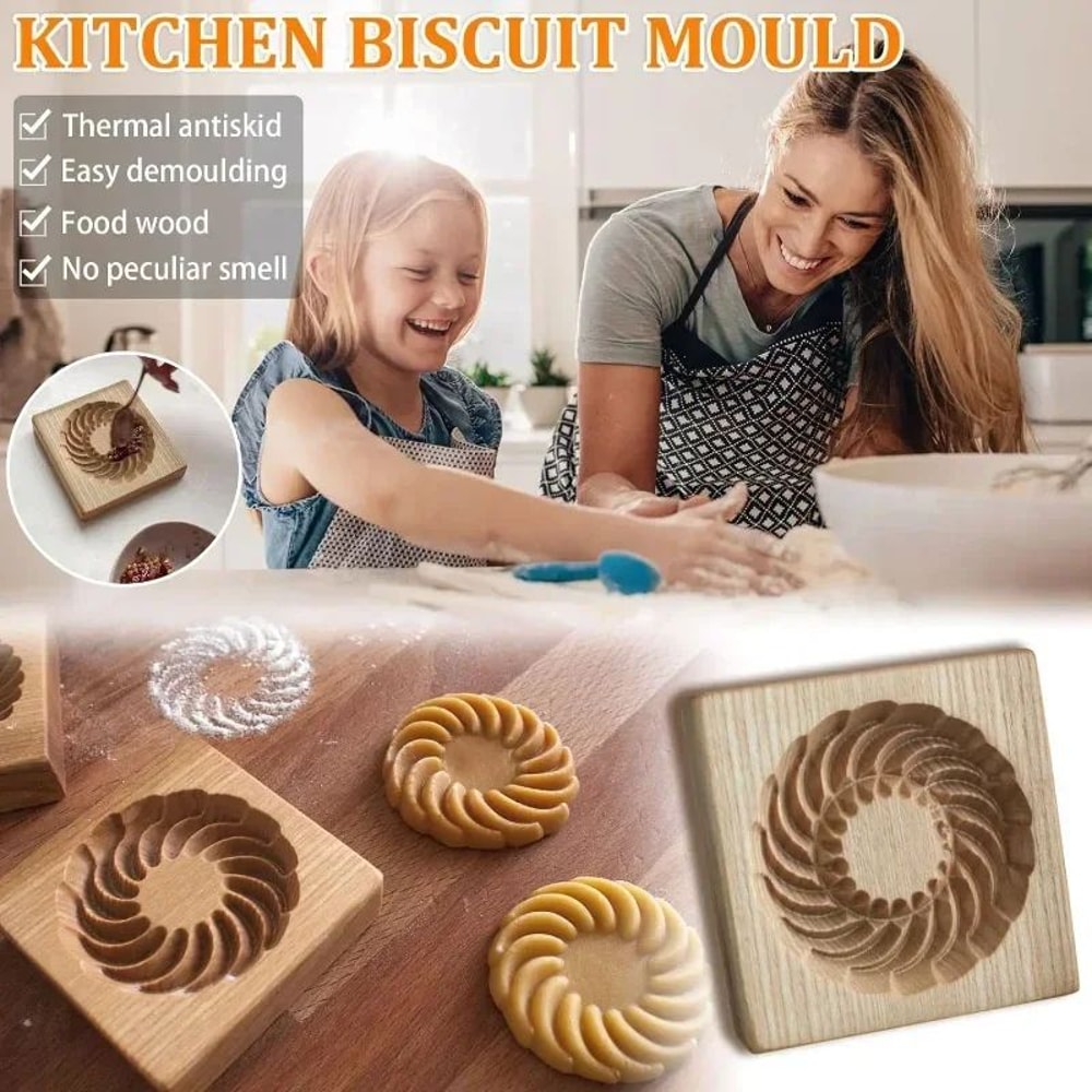Rustic HandPressed Wooden Cookie Mold 3D Embossing Cookie Stamp For Holiday Everyday Baking 4
