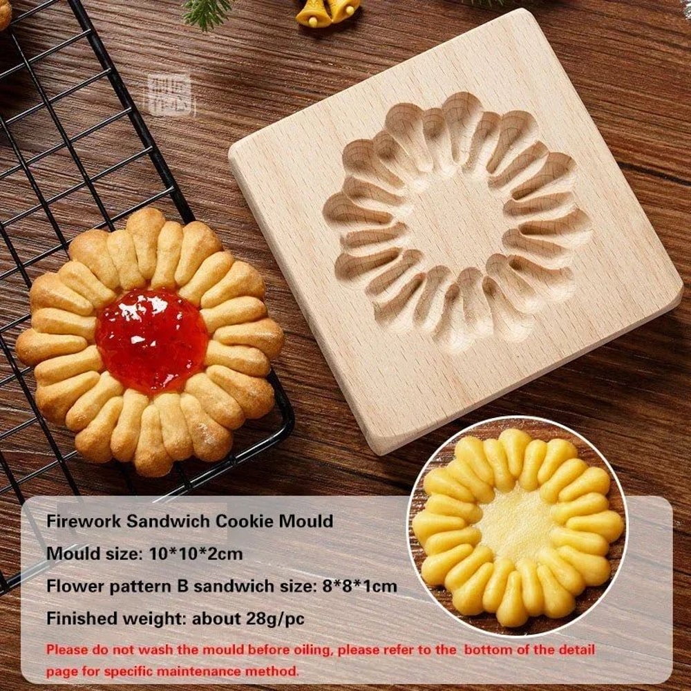 Rustic HandPressed Wooden Cookie Mold 3D Embossing Cookie Stamp For Holiday Everyday Baking 6