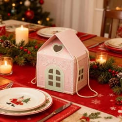 kraft paper house-shaped christmas candy boxes with rope handles (set of 10)