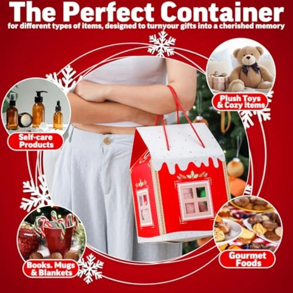 Kraft Paper HouseShaped Christmas Candy Boxes With Rope Handles Set Of 10 1