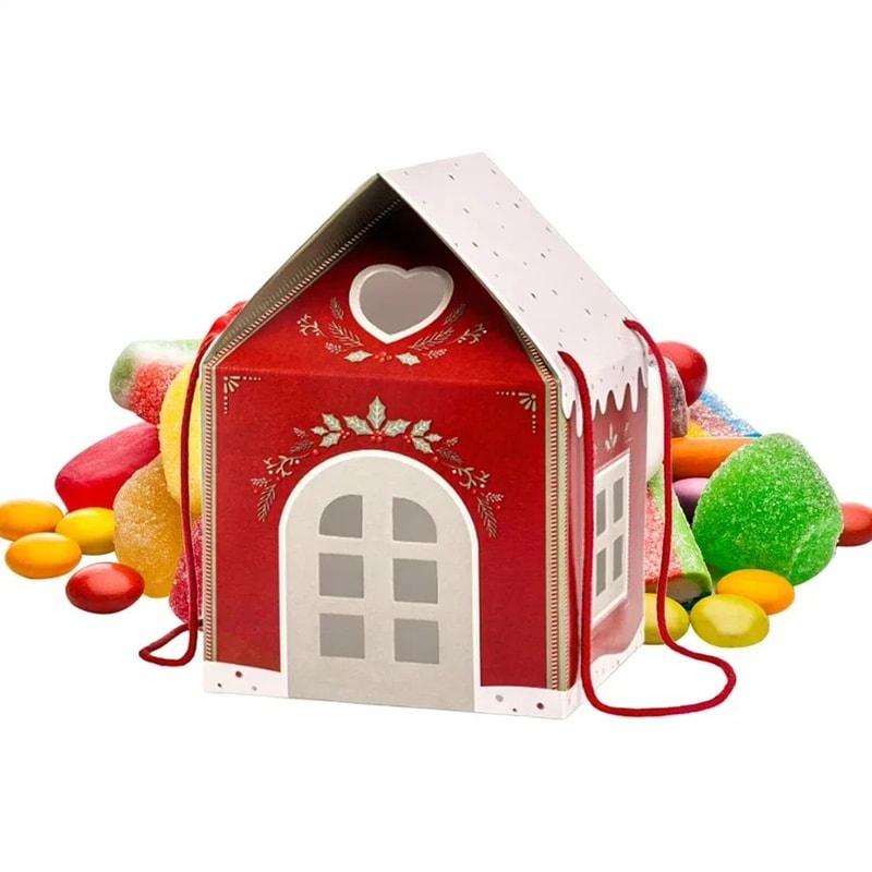 Kraft Paper HouseShaped Christmas Candy Boxes With Rope Handles Set Of 10 5