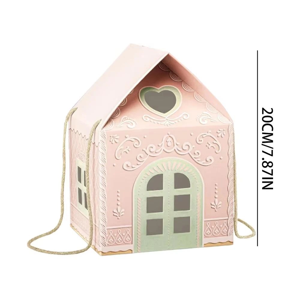 Kraft Paper HouseShaped Christmas Candy Boxes With Rope Handles Set Of 10 6