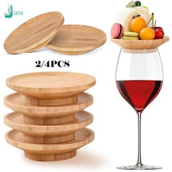 bamboo wine glass topper appetizer plate - charcuterie board topper & drink cover for parties