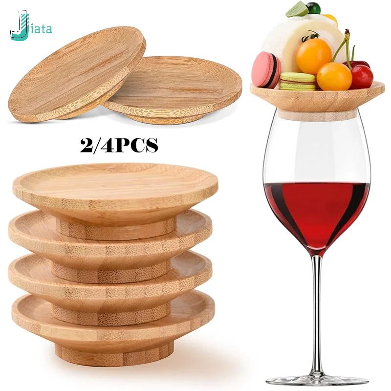 Bamboo Wine Glass Topper Appetizer Plate Charcuterie Board Topper Drink Cover For Parties 0
