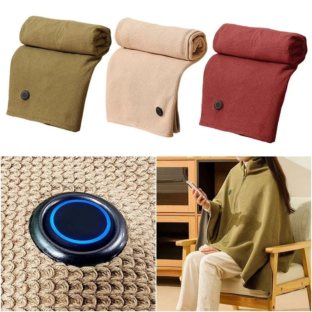 Wearable USB Heated Blanket Shawl With 3 Heat Levels Cozy Office Wrap MachineWashable Warm Quilt 1