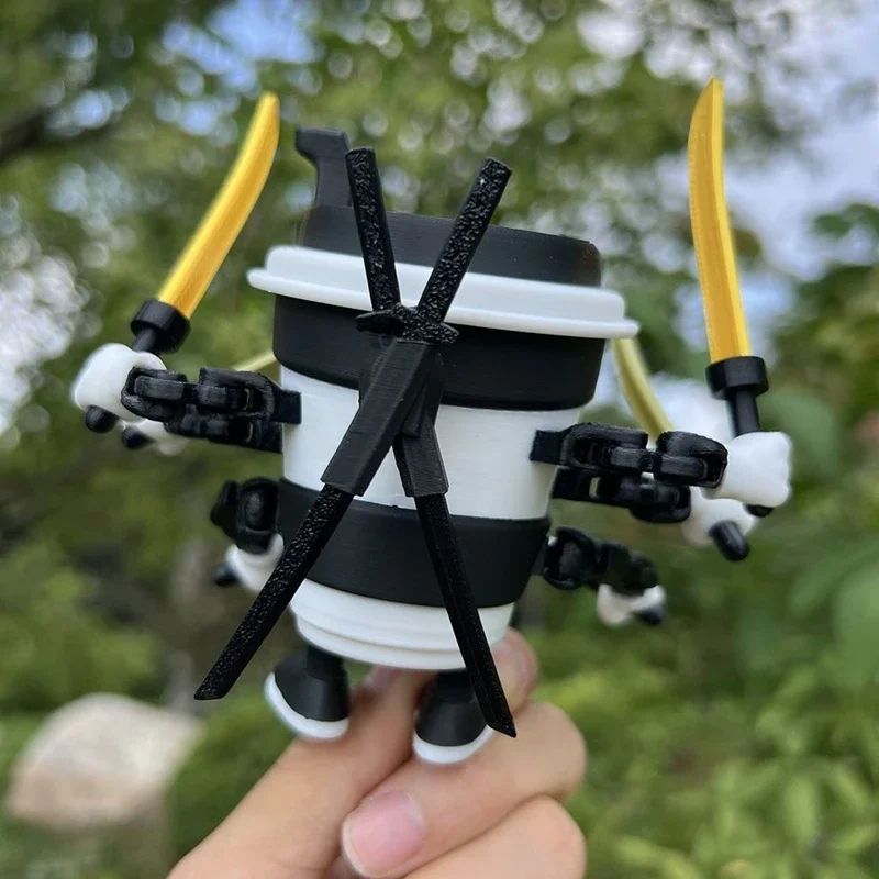 Cappuccino Assassino Coffee Ninja Figurine 3D Printed Desk Toy Italian Brainrot Collectible 4