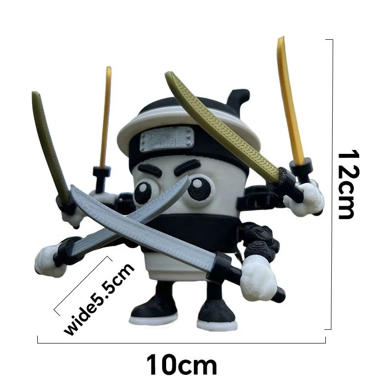 Cappuccino Assassino Coffee Ninja Figurine 3D Printed Desk Toy Italian Brainrot Collectible 5