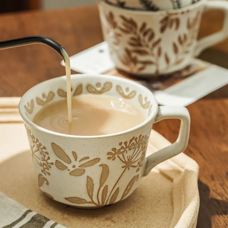 Nordic Garden Hand Painted Ceramic Mug Floral Porcelain Coffee Tea Cup 2