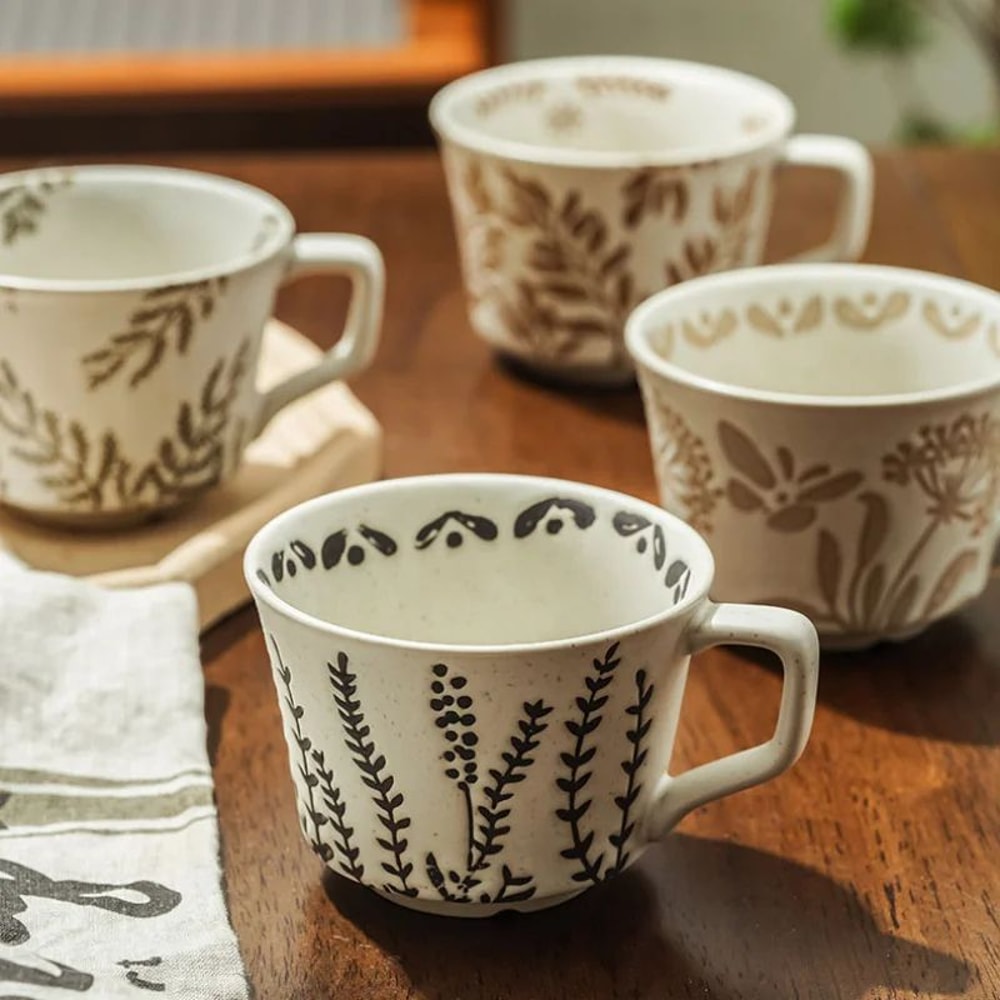 Nordic Garden Hand Painted Ceramic Mug Floral Porcelain Coffee Tea Cup 3