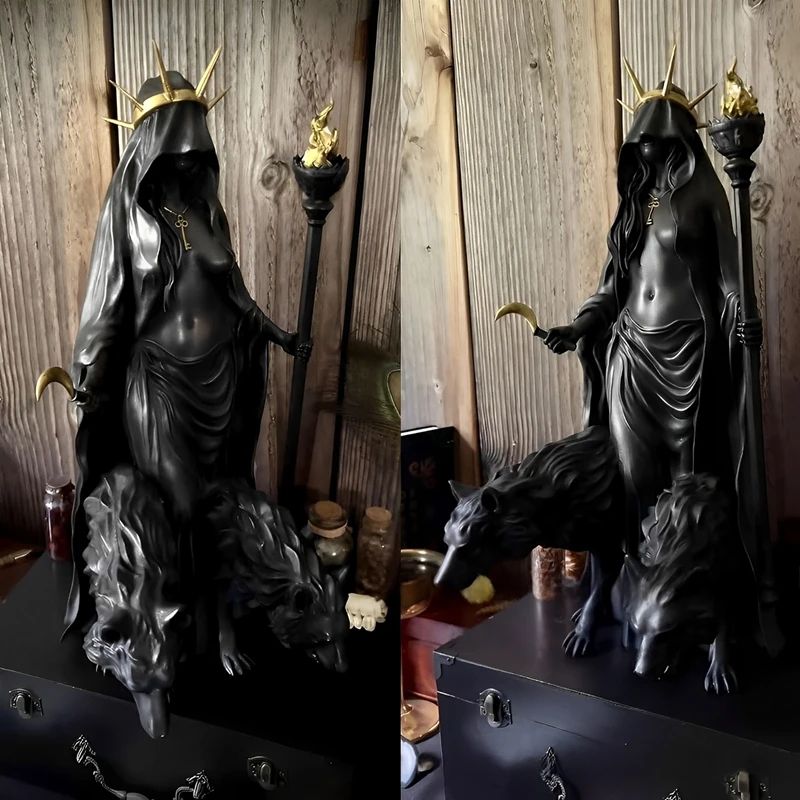 Hecate Statue Artemis Dark Goddess Figurine For Gothic Witch Decor And Halloween Altars 3