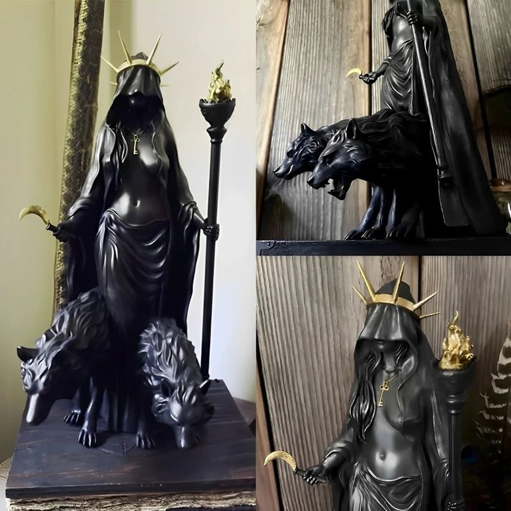 Hecate Statue Artemis Dark Goddess Figurine For Gothic Witch Decor And Halloween Altars 4