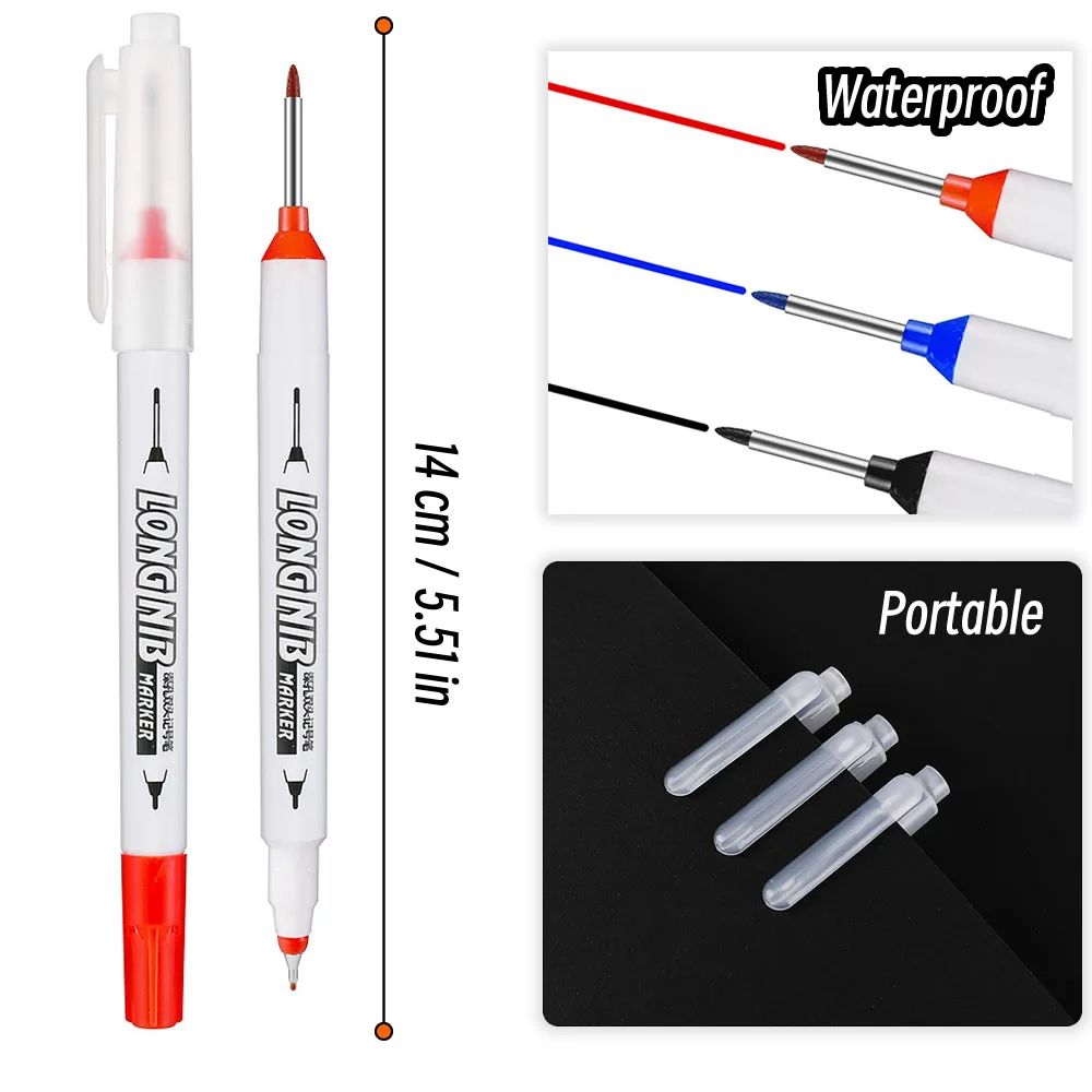 20mm Deep Hole Marker LongTip DualNib Woodworking Marker Pen For Precise Marks 1