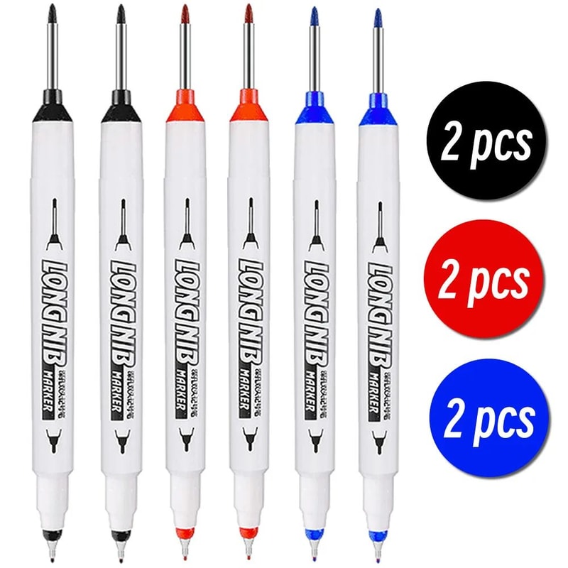 20mm Deep Hole Marker LongTip DualNib Woodworking Marker Pen For Precise Marks 19