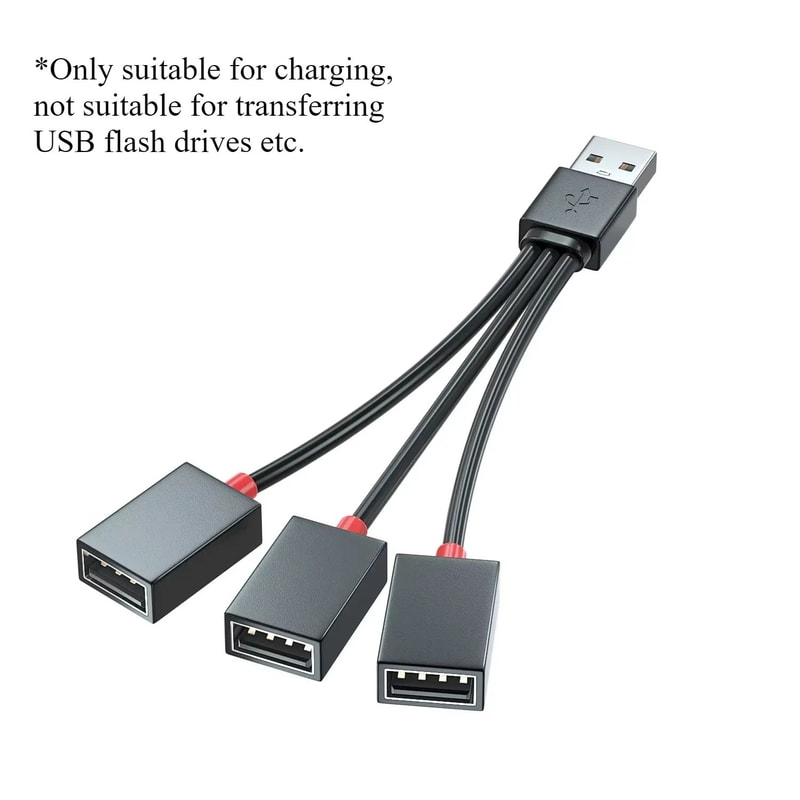 2Port USB Splitter Hub Cable For Car Laptop Dual USB Adapter For Charging Data 7
