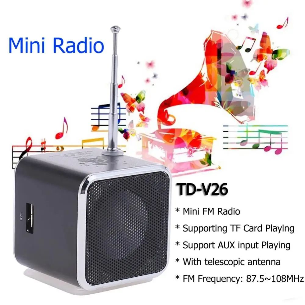 PocketTune Mini Portable FM Radio Bluetooth Speaker Radio With TF Card MP3 Playback TypeC Recharg 4