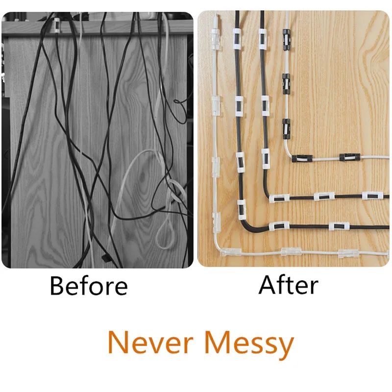 Adhesive Cable Clips 20Pack SelfAdhesive Desk Home Cord Organizer For Clean Cable Management 1