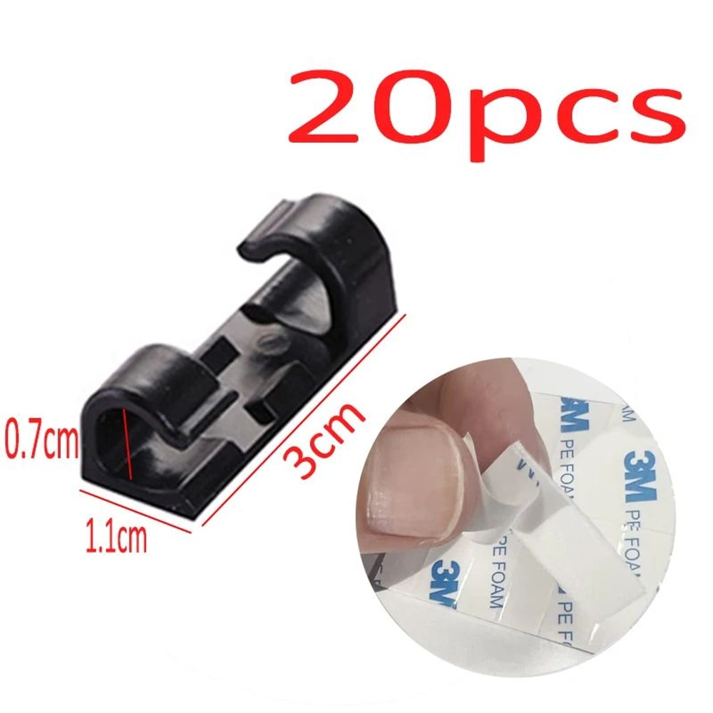 Adhesive Cable Clips 20Pack SelfAdhesive Desk Home Cord Organizer For Clean Cable Management 6