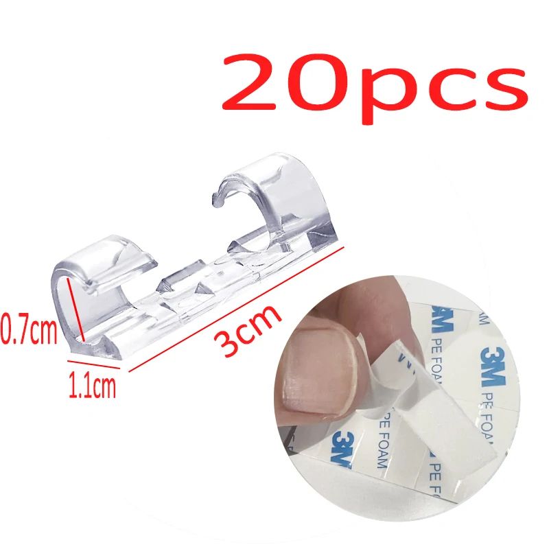 Adhesive Cable Clips 20Pack SelfAdhesive Desk Home Cord Organizer For Clean Cable Management 8