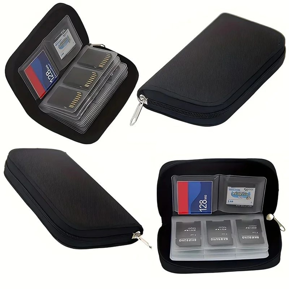 22Slot Memory Card Case Zippered SD Card Holder CFmicroSD Organizer 1