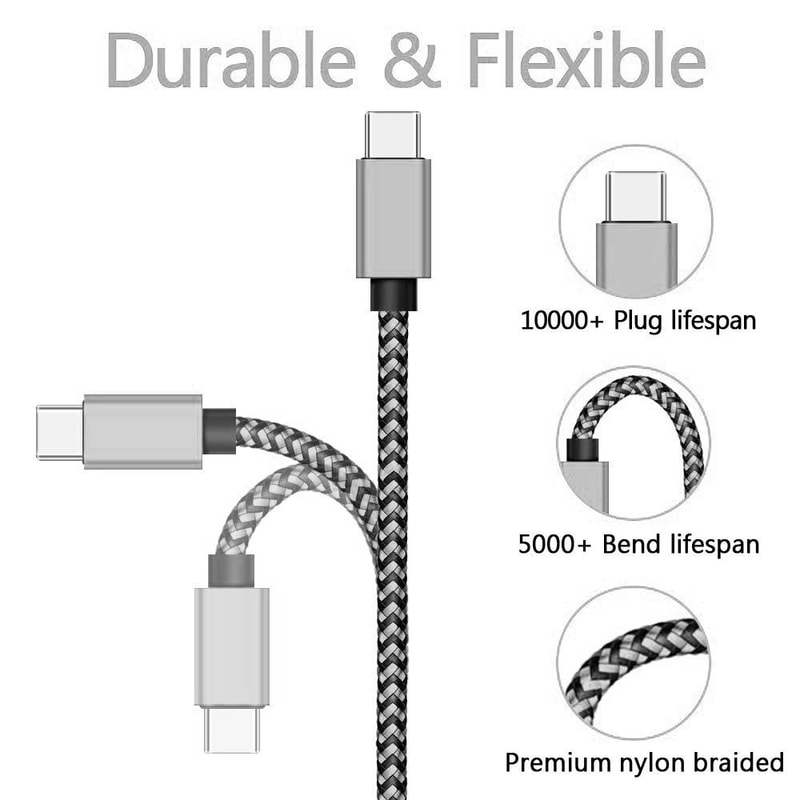 3m USBA To USBC Nylon Braided Fast Charging Data Cable 3A 2