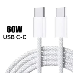 high-speed 60w usb-c to usb-c pd charging cable for iphone 15, ipad, macbook & type-c devices