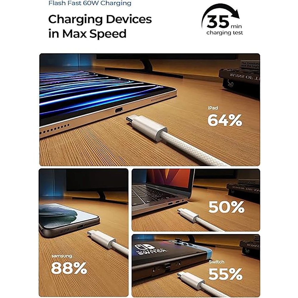 HighSpeed 60W USBC To USBC PD Charging Cable For IPhone 15 IPad MacBook TypeC Devices 4