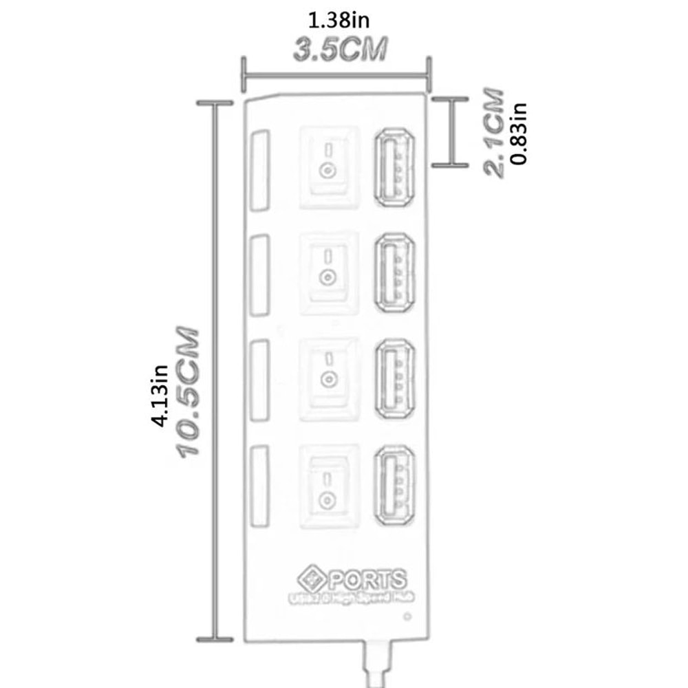 4Port USB 20 Extension Hub With Individual Switches And LED Indicators 1
