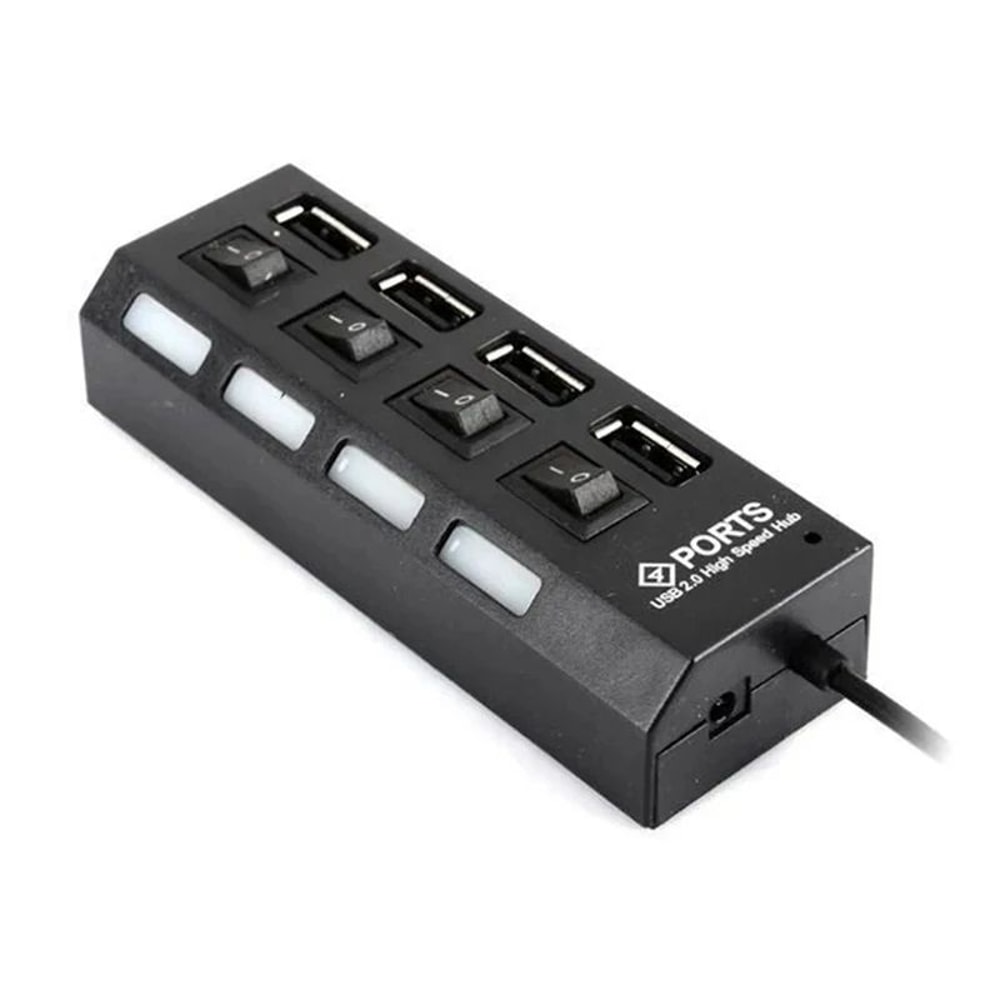 4Port USB 20 Extension Hub With Individual Switches And LED Indicators 4