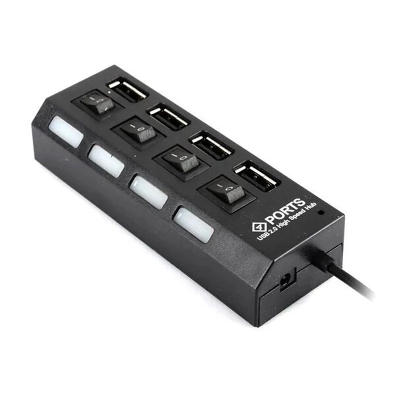 4Port USB 20 Extension Hub With Individual Switches And LED Indicators 4