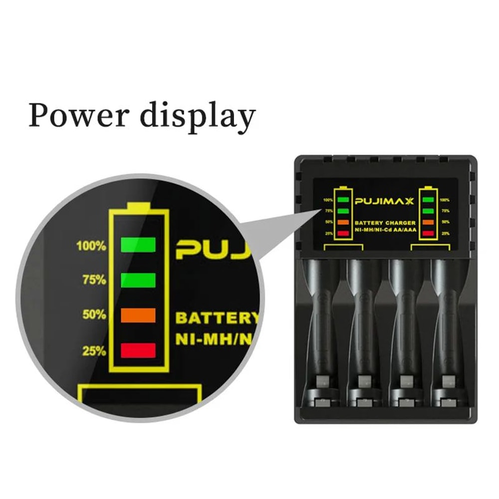 4Slot AA AAA Battery Charger USB Smart Charger With LED Indicators For Rechargeable Batteries 5