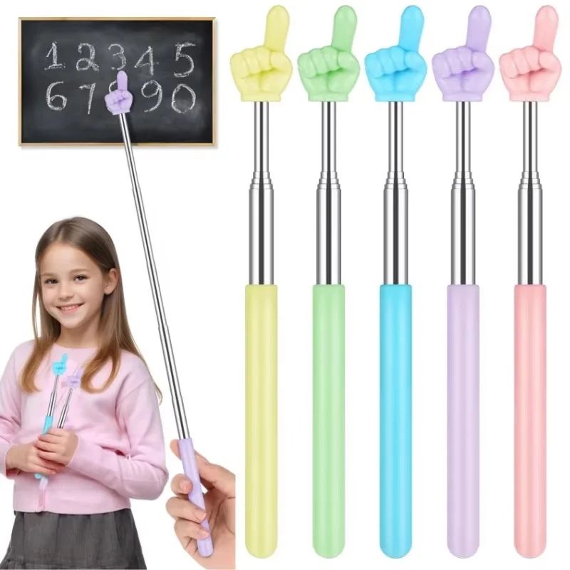 Telescopic Teacher Pointer Stainless Steel Finger Teaching Stick With NonSlip Handle 0