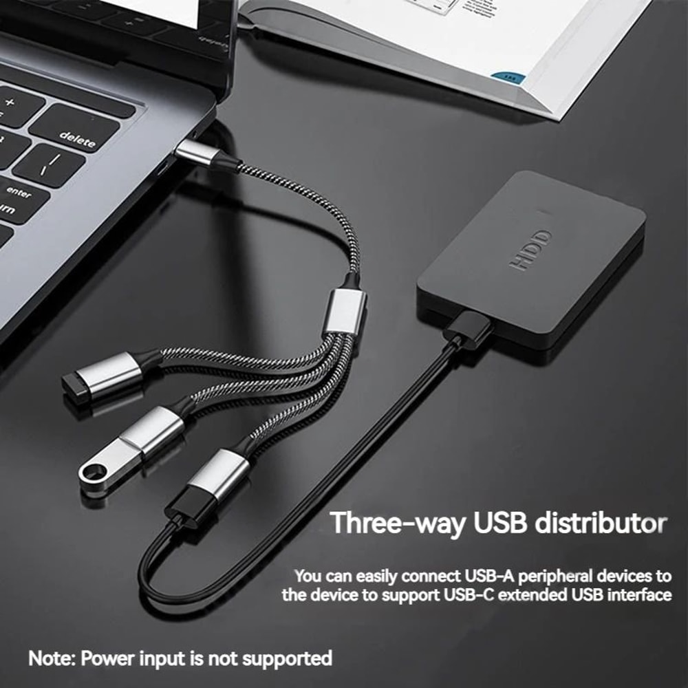 USB C Hub 3Port USB Splitter OTG HighSpeed USB C To USB Adapter For Laptops And PCs 3