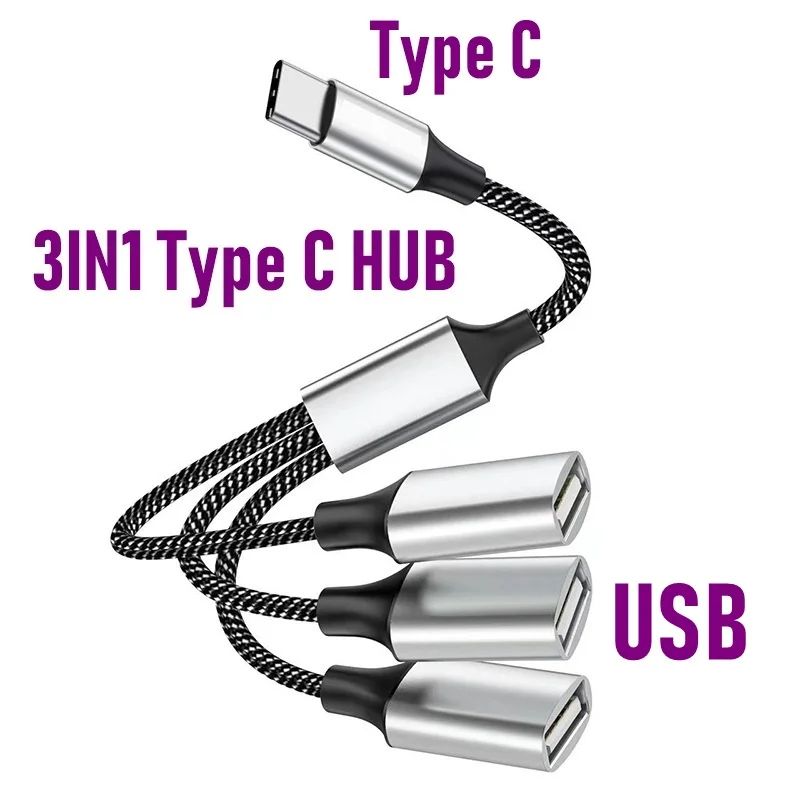 USB C Hub 3Port USB Splitter OTG HighSpeed USB C To USB Adapter For Laptops And PCs 8