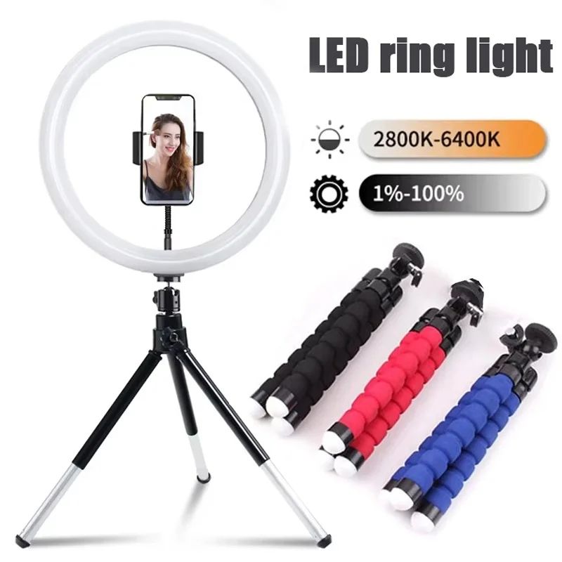 1633cm LED Ring Light With Flexible Tripod Phone Holder For Selfies Live Streaming And Video Calls 0