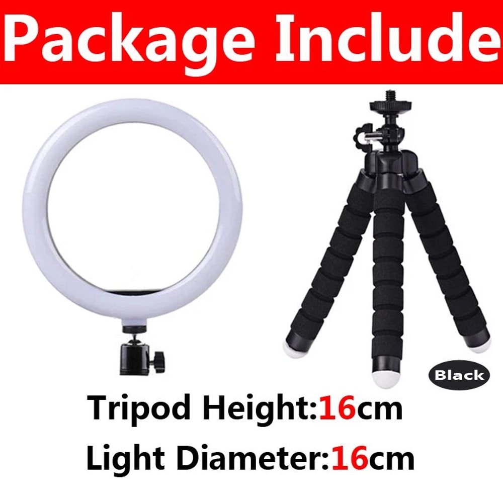 1633cm LED Ring Light With Flexible Tripod Phone Holder For Selfies Live Streaming And Video Calls 6