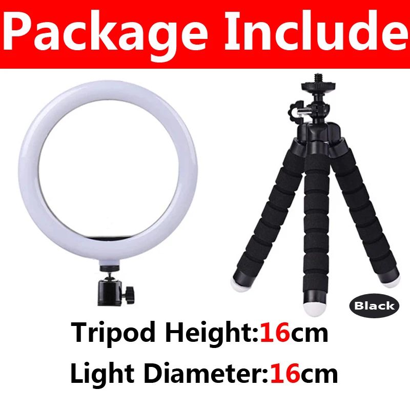 1633cm LED Ring Light With Flexible Tripod Phone Holder For Selfies Live Streaming And Video Calls 6