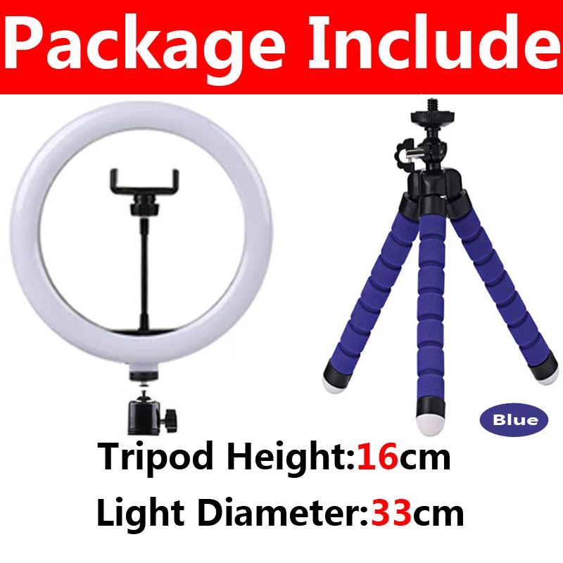 1633cm LED Ring Light With Flexible Tripod Phone Holder For Selfies Live Streaming And Video Calls 16